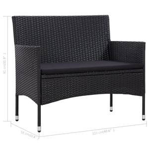 Garten-Lounge-Set (4-teilig) 3002315 Schwarz - Metall - Polyrattan - 40 x 36 x 60 cm