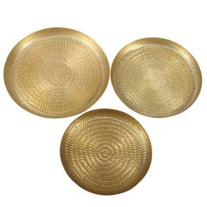 Teetablett Zana 3er Set Gold - Metall - 38 x 4 x 38 cm