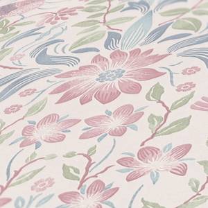 Tapete Floral Creme Blau Rosa Grün Blau - Cremeweiß - Grün - Rosé