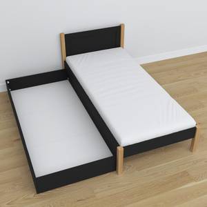 Einzelbett N02 mit Schublade Schwarz - Eiche - 90 x 180 cm