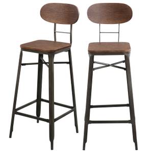 Tabouret de bar Woody (Lot de 2) Marron - Bois massif - 50 x 106 x 31 cm