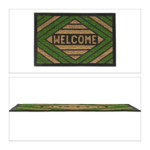 Paillasson Welcome coco caoutchouc Noir - Marron - Vert - Fibres naturelles - Matière plastique - 60 x 1 x 40 cm