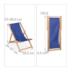 Blauer Liegestuhl aus Holz Blau - Braun - Holzwerkstoff - Textil - 59 x 80 x 95 cm