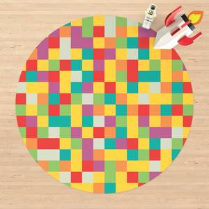 Buntes Mosaik Zirkus Runder Vinyl-Teppich - Buntes Mosaik Zirkus - 140 x 140 cm