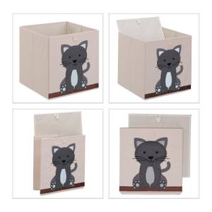 Bac de rangement Chat pour enfants Gris - Blanc - Papier - Textile - 33 x 33 x 33 cm