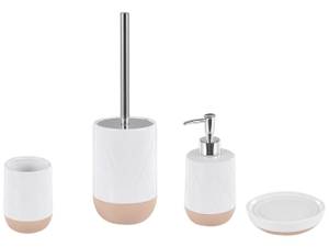 Set accessoires de salle de bain LEBU Beige - Blanc - Céramique - 13 x 34 x 13 cm