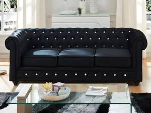 Couchgarnitur CHESTERFIELD 3er-Set Schwarz