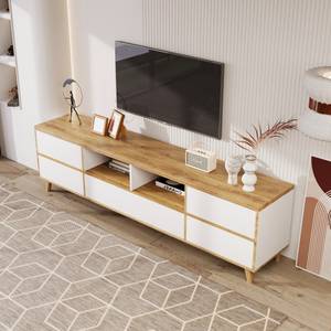 TV-Lowboard NaturLucy Ⅱ Weiß - Holzwerkstoff - Massivholz - 37 x 51 x 175 cm