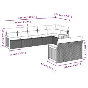 Gartensitzgruppe K5040(8-tlg) Schwarz - Massivholz - 69 x 62 x 62 cm