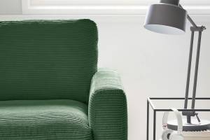 Ecksofa Canapé CARA Cordon Vert foncé - Angle à gauche (vu de face)