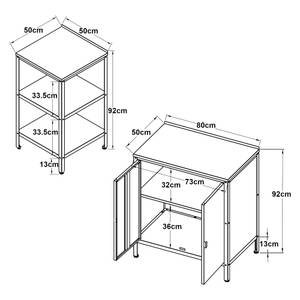 Outdoorset Standregal+Schrank Schwarz - Metall - 80 x 92 x 50 cm