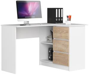 Bureau d'angle B16 droit CLP Imitation chêne de Sonoma - Blanc