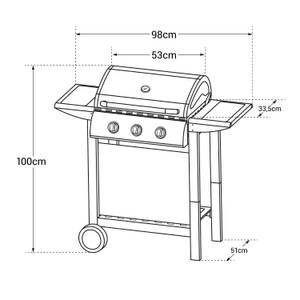 LOFOTEN - BARBECUE AU GAZ 51 x 100 x 98 cm