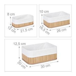 Boîte de rangement en bambou lot de 3 Marron clair - Blanc