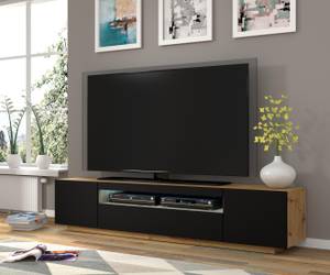 Tv lowboard AURA RTV200 3D Beige - Eiche Schwarzbraun Dekor