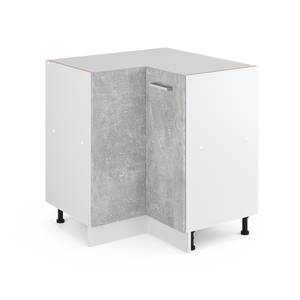 Meuble bas d'angle R-Line 87cm Imitation béton - Blanc