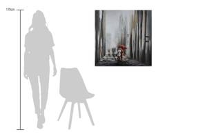 Tableau peint Avec toi à mes côtés Noir - Gris - Blanc - Bois massif - Textile - 80 x 80 x 4 cm