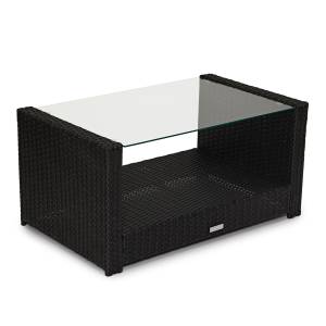 Rattan Sitzgruppe ROMA Schwarz - Kunststoff - Polyrattan - 70 x 76 x 120 cm