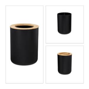 6 accessoires salle de bain en bambou Noir - Marron clair
