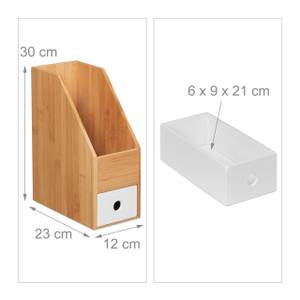 4 x Stehsammler Bambus mit Schublade Braun - Weiß - Bambus - Holzwerkstoff - 12 x 30 x 23 cm