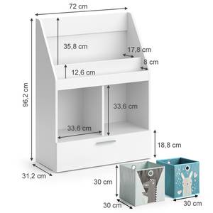 Bücherregalset Luigi Hellblau - Weiß - 32 x 97 cm