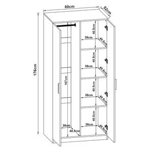 Armoire de chambre Eiselfing Marron - Bois manufacturé - 80 x 176 x 52 cm