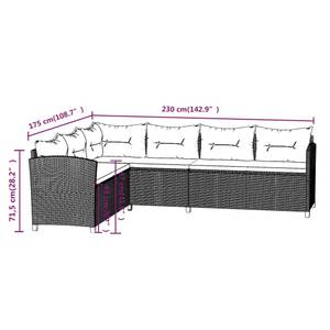 Ensemble de meubles de jardin Gris - Polyrotin - 70 x 71 x 233 cm