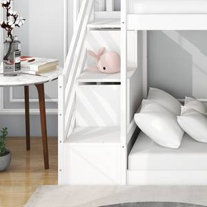 Lit superposé lit enfant Jupitur Ⅵ Blanc - Bois manufacturé - Métal - Bois massif - 223 x 125 x 243 cm