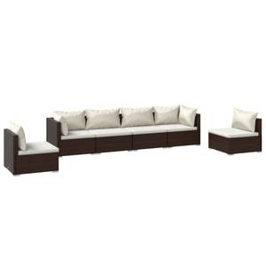 Garten-Lounge-Set (6-teilig) 3013635-11 Braun - Weiß - Metall - Polyrattan - 70 x 60 x 70 cm