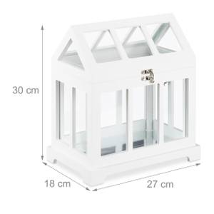 Mini Gewächshaus 2er Set Indoor Weiß - Holzwerkstoff - Glas - 38 x 37 x 24 cm