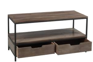 Table de salon bois/métal marron+noir Marron - Bois massif - 4 x 63 x 33 cm