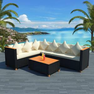 Gartenmöbel-Set Schwarz - Metall - Polyrattan - 60 x 39 x 95 cm