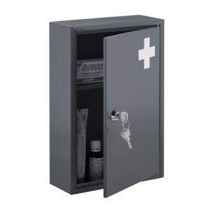 Armoire à pharmacie verrouillable Gris - Blanc - Métal - 22 x 32 x 10 cm