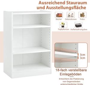 Bücherregal, Standregal mit 3 Fächern Weiß - Holzwerkstoff - 30 x 75 x 50 cm