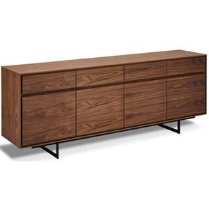 Enfilade 4P Tokyo Noyer Marron - Bois manufacturé - 205 x 82 x 45 cm