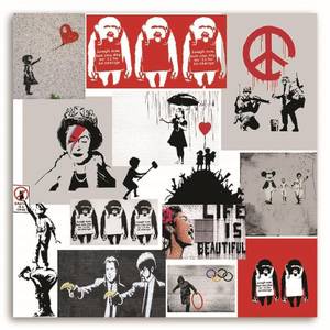 Wandbilder Banksy Collage Straßenkunst 30 x 30 cm