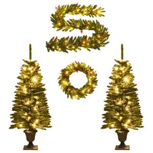 Weihnachtsbaum-Set Gold - Grün - Kunststoff - 65 x 120 x 65 cm