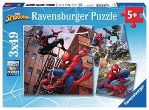 Puzzles 3x49 t - Spider-Man in Aktion Rot - Papier - 20 x 4 x 28 cm