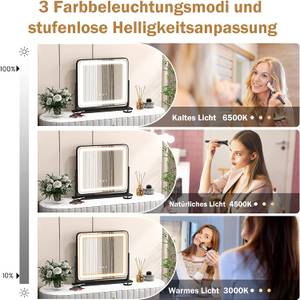 Hollywood Spiegel mit 3 Lichtfarben Silber - Metall - 12 x 48 x 56 cm