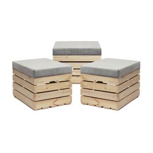 Coffre-Siège en Bois NATURE  lot de 3 Gris lumineux