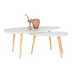 Table basse Vado Blanc - En partie en bois massif - 60 x 45 x 110 cm