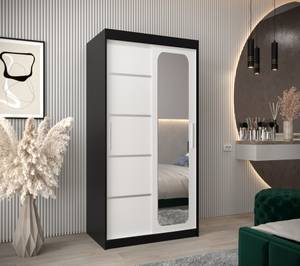 Armoire à portes coulissantes promo v2 Noir - Blanc - Largeur : 100 cm - 2 porte