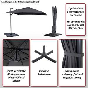 Ampelschirm A96 3x4m drehbar Cremeweiß