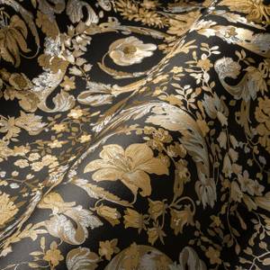 Tapete Versace Blumen Gold Schwarz Schwarz - Gold