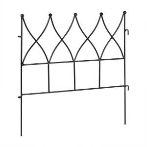 6-tlg. Beetzaun aus Metall Schwarz - Metall - 48 x 45 x 1 cm