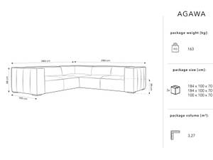 Ecksofa AGAWA 5 Sitzplätze Grau