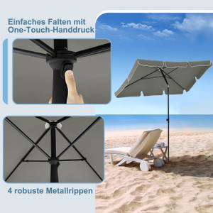 Sonnenschirm knickbar Fanny Grau - Metall - Kunststoff - 200 x 245 x 120 cm