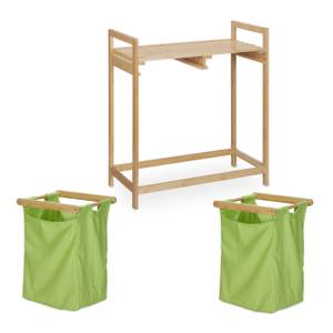 Meuble à linge en bambou Marron - Vert - Bambou - Textile - 64 x 73 x 33 cm