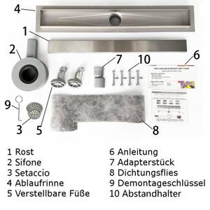 Aica Duschrinne 90 mit 360° Siphon Tiefe: 90 cm