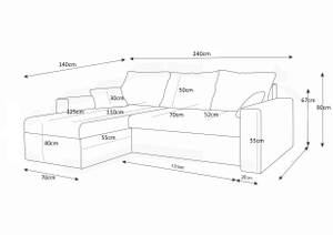 Ecksofa JORKI Rot - Ecke davorstehend links